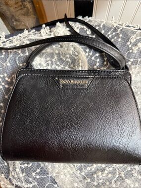 Enzo Angiolini Black Faux Leather Crossbody Shoulder Bag